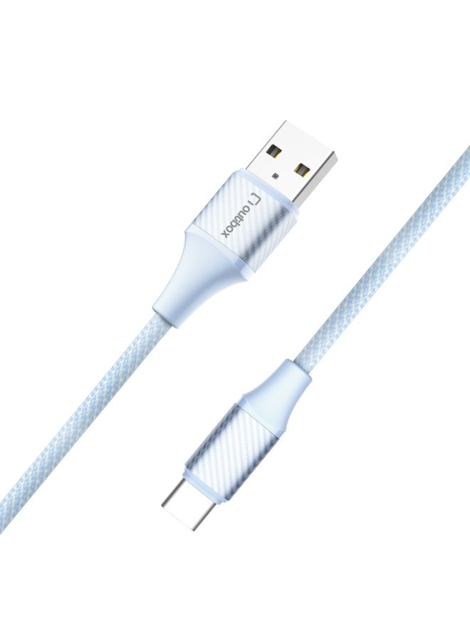 أوت بوكس كابل شحن سريع مضفر من Outbox من USB-A إلى Type-C — 2.4 أمبير، 1.2 متر، أزرق - Image 1