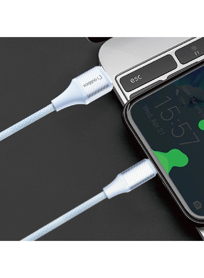 أوت بوكس كابل شحن سريع مضفر من Outbox من USB-A إلى Type-C — 2.4 أمبير، 1.2 متر، أزرق - Image 2