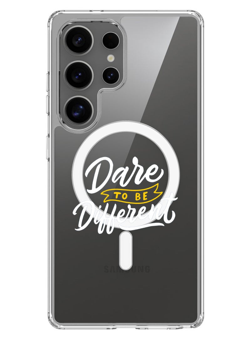 Theodor Magnetic Case for Samsung Galaxy S25 Ultra 6.9-inch Compatible with MagSafe Wireless Charging, Shockproof Phone Bumper Cover dare to be different - Whie - Image 1