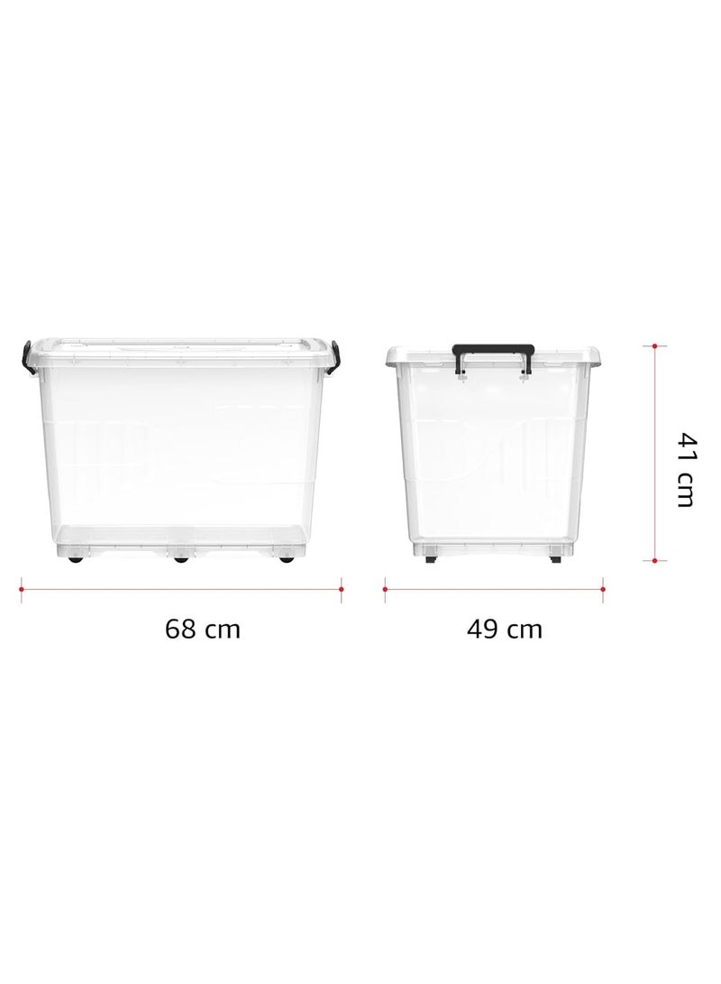 راكسوم صندوق تخزين بلاستيكي شفاف سعة 82 لترًا مع عجلات وغطاء قابل للقفل، شفاف - Image 2