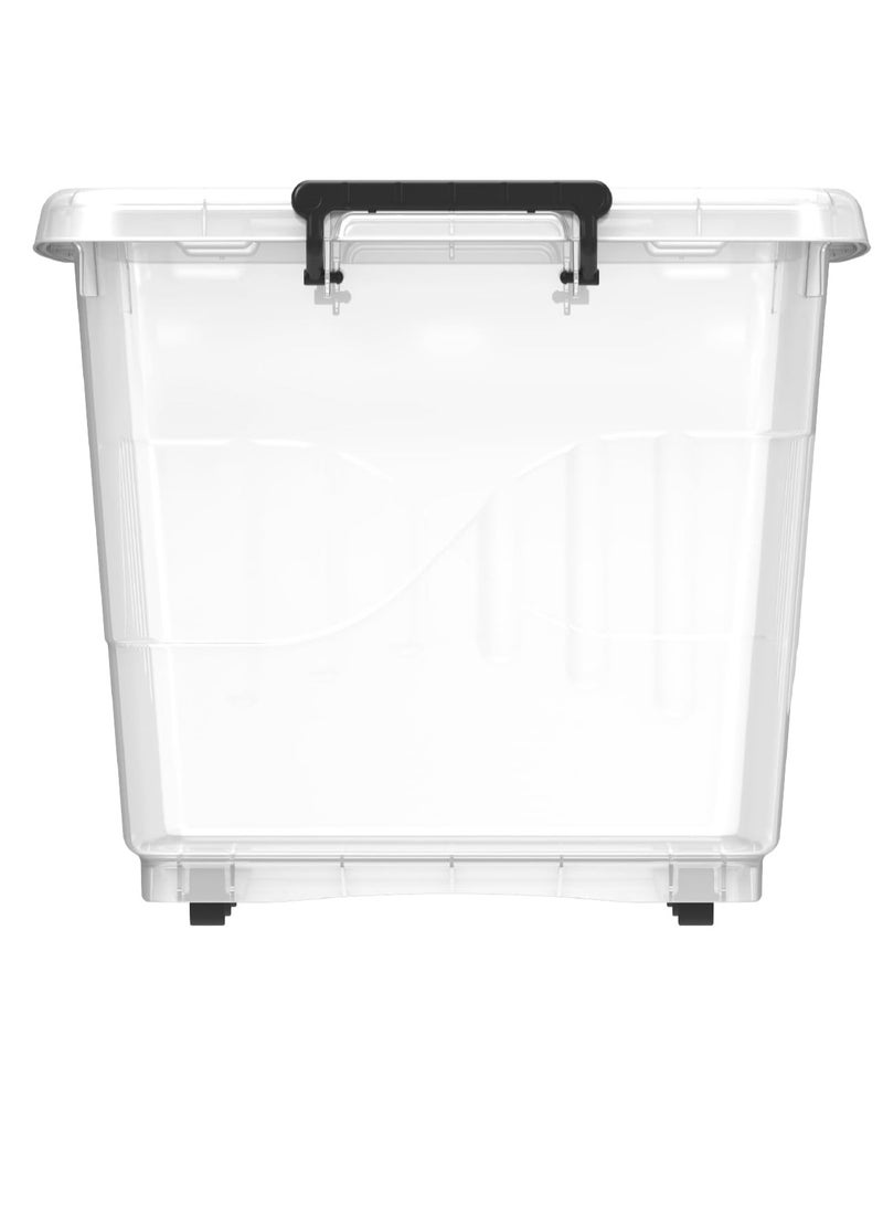 راكسوم صندوق تخزين بلاستيكي شفاف سعة 82 لترًا مع عجلات وغطاء قابل للقفل، شفاف - Image 4