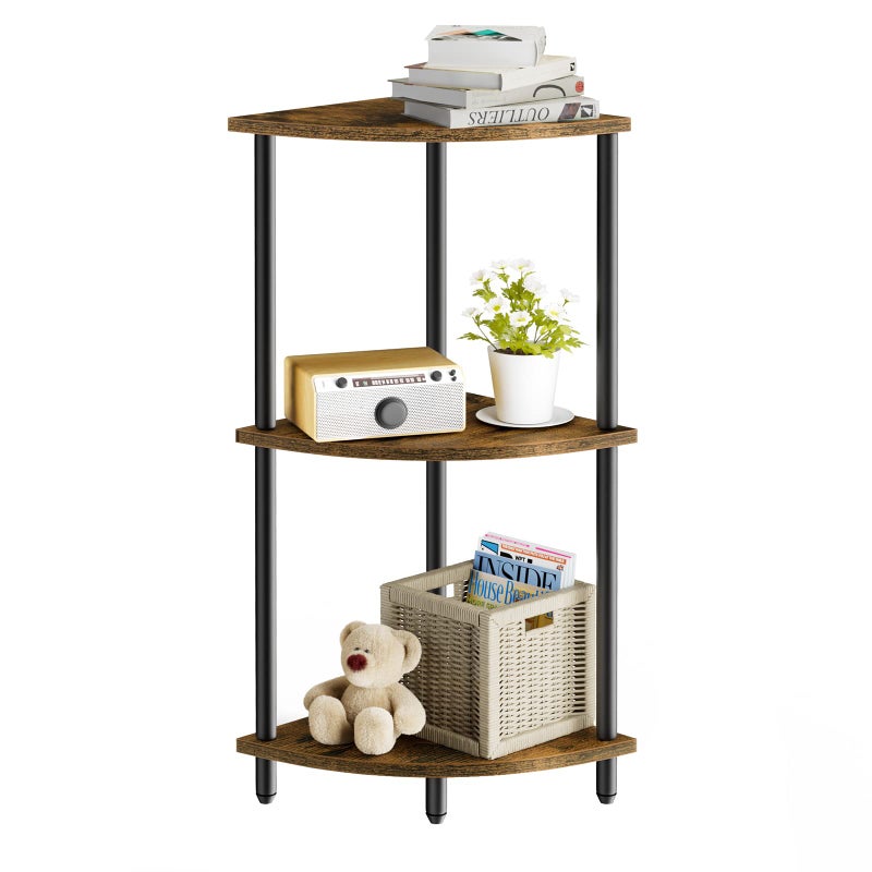 SRIWATANA 3Tier Corner Shelf Stand for Small Space 295 Standing Corner Shelf Vintage Corner Display and Storage Shelf for Bedroom Living Room Home Office
