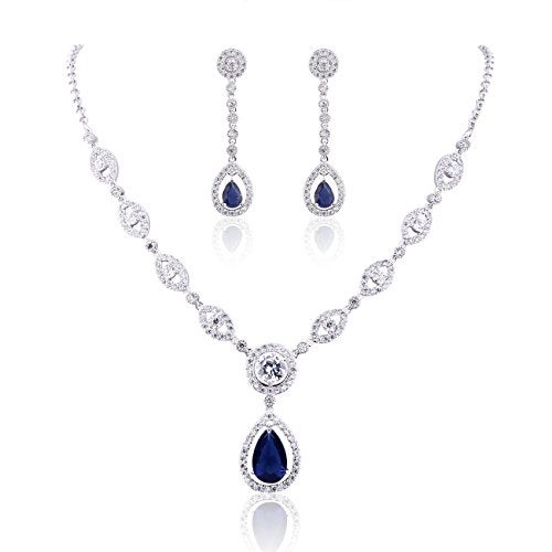 GULICX AAA Cubic Zirconia CZ Women's Party Jewelry Set Fashion Earrings Pendant Necklace Set Silver Tone - Image 1