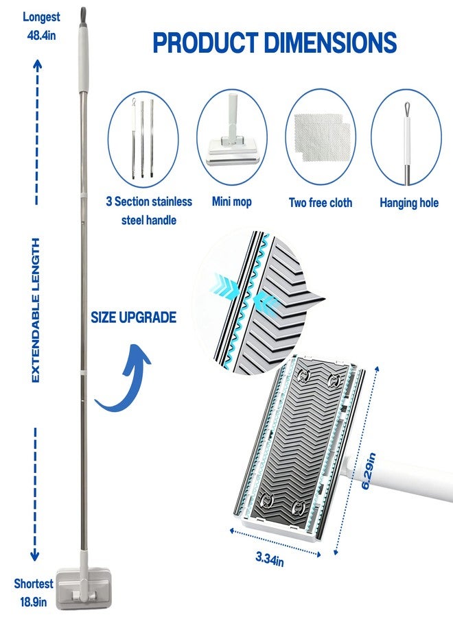 KZKR Snap On Mini Mop, 48in No-Touch Disposable Lazy Mop, Easy Mopping Flat Dust Mop for Small Spaces, 1 Second Installation - Image 2