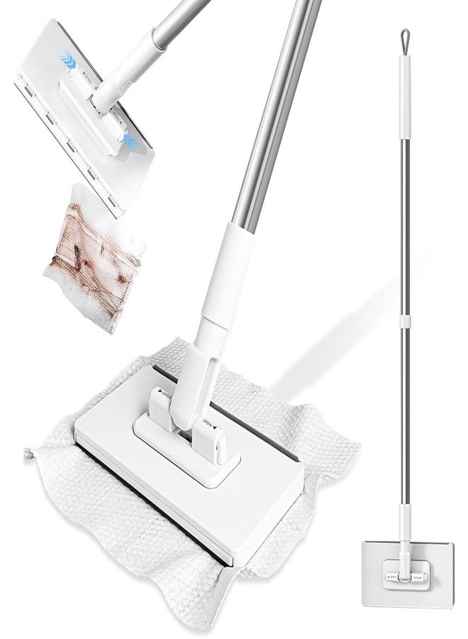 KZKR Snap On Mini Mop, 48in No-Touch Disposable Lazy Mop, Easy Mopping Flat Dust Mop for Small Spaces, 1 Second Installation - Image 1