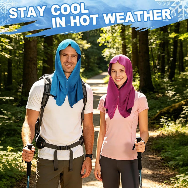 Acostop 4 Pcs Cooling Hoodie Towels for Neck and Face - Absorbent & Quick-Dry Cooling Towel with Anti-Slip Snaps, Evaporative Cool & UPF 50 Sun Protection Wraps in Hot Weather Outdoor Sports - Image 5
