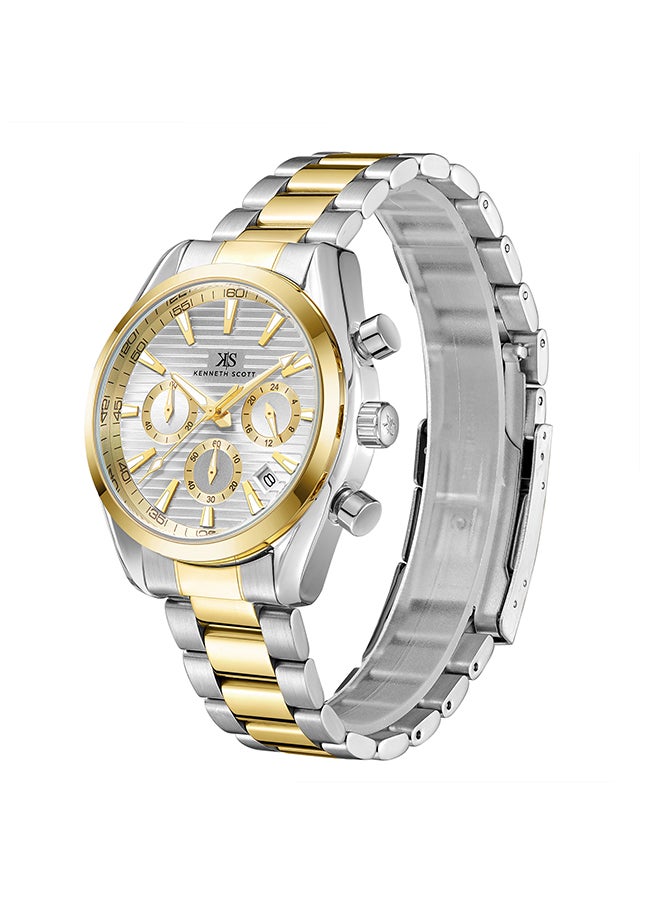 KENNETH SCOTT - Men's Analog Tonneau Shape Stainless Steel Wrist Watch K23150-TBTW - 42 Mm - Image 1