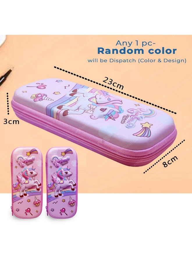 فنبلاست حافظة أقلام قماشية متعددة الأغراض بسحاب من فن بلاست، حقيبة أقلام يونيكورن للبنات، حقيبة أقلام رصاص وحقيبة أدوات مدرسية للأطفال، منظم أدوات مكتبية، هدية إرجاع للأطفال (وردي) - Image 2