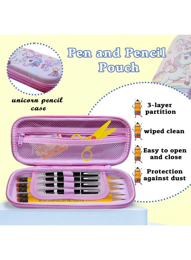 فنبلاست حافظة أقلام قماشية متعددة الأغراض بسحاب من فن بلاست، حقيبة أقلام يونيكورن للبنات، حقيبة أقلام رصاص وحقيبة أدوات مدرسية للأطفال، منظم أدوات مكتبية، هدية إرجاع للأطفال (وردي) - Image 4
