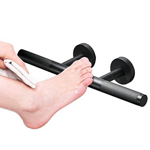 Sanliv Shower Foot Rest for Shaving Legs, Wall Mounted Shower Step Stool, Knurled Brass Bar Foot Ledge for Inside SPA Bathrooms, Matte Black - Image 1