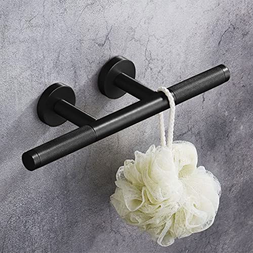 Sanliv Shower Foot Rest for Shaving Legs, Wall Mounted Shower Step Stool, Knurled Brass Bar Foot Ledge for Inside SPA Bathrooms, Matte Black - Image 2