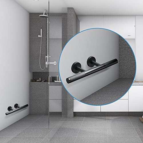 Sanliv Shower Foot Rest for Shaving Legs, Wall Mounted Shower Step Stool, Knurled Brass Bar Foot Ledge for Inside SPA Bathrooms, Matte Black - Image 3
