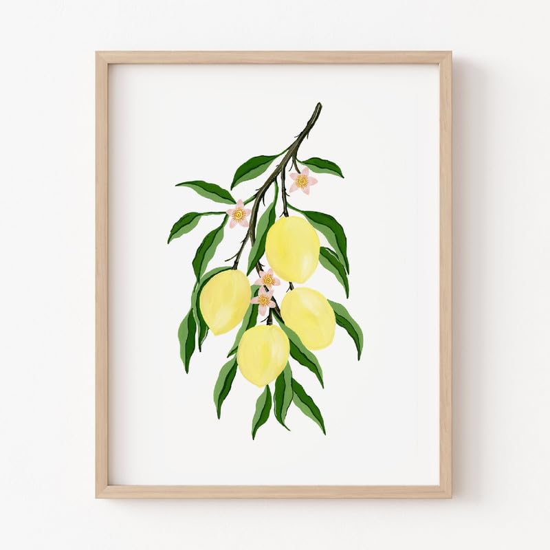 The Spring Palette (TSP) The Spring Palette Citrus Bunch Botanical Wall Painting Modern Art Painting for Living Room Bed Room and Office 11 x 14 inches Natural Frame  - Image 1