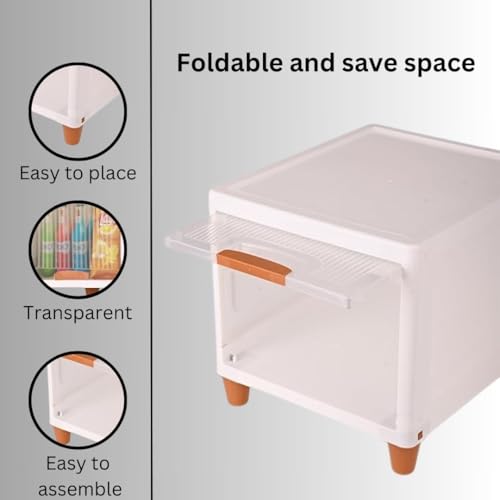 Aliensware 1Pcs Foldable Storage Organizer for Clothes/Space-Saving Cupboard/Plastic Almirah for Cloth Rack/Kid Wardrobe for Toys/Stackable Cabinet for Home, Bathroom, Kitchen,Aliens (Clear Door) - Image 5