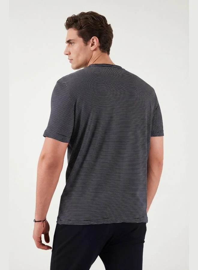 Buratti  Buratti Cotton Regular Fit Striped Crew Neck T-Shirt Men's T-SHIRT 5904030 for Men | Best Price UAE