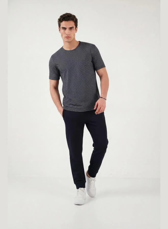 بوراتي Buratti Cotton Regular Fit Striped Crew Neck T-Shirt Men's T-SHIRT 5904030