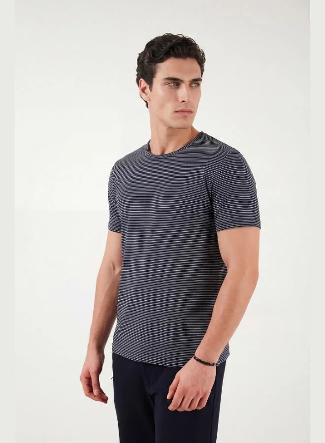 Buratti  Buratti Cotton Regular Fit Striped Crew Neck T-Shirt Men's T-SHIRT 5904030 for Men | Best Price UAE