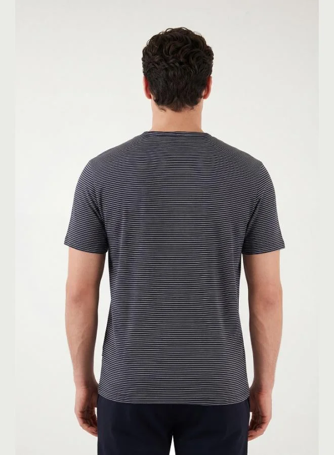 Buratti  Buratti Cotton Regular Fit Striped Crew Neck T-Shirt Men's T-SHIRT 5904030 for Men | Best Price UAE