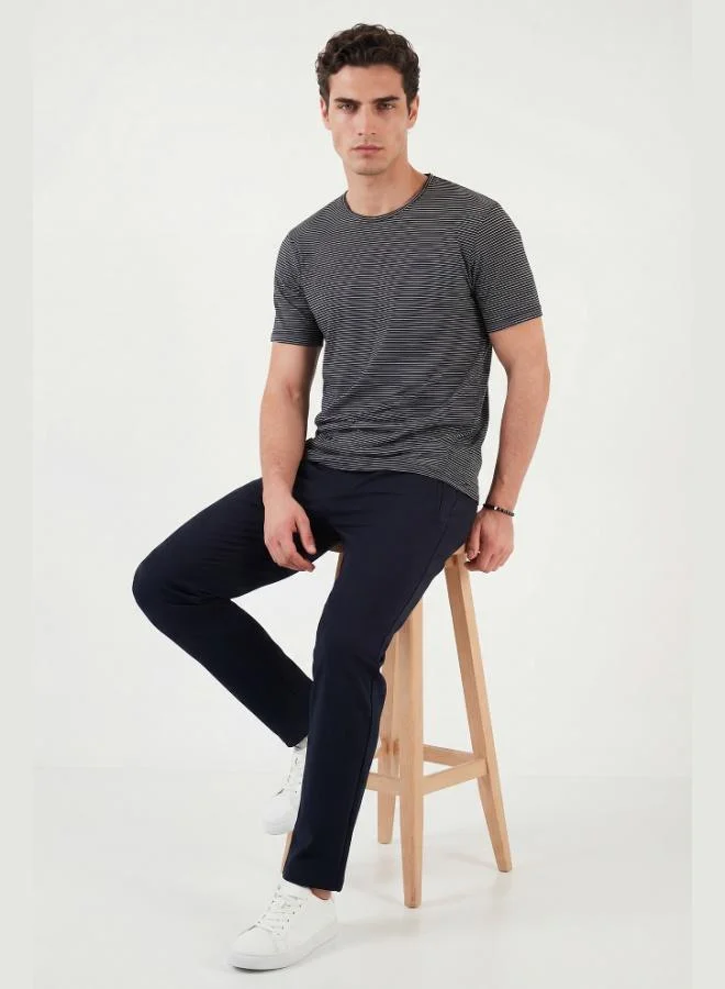 Buratti  Buratti Cotton Regular Fit Striped Crew Neck T-Shirt Men's T-SHIRT 5904030 for Men | Best Price UAE