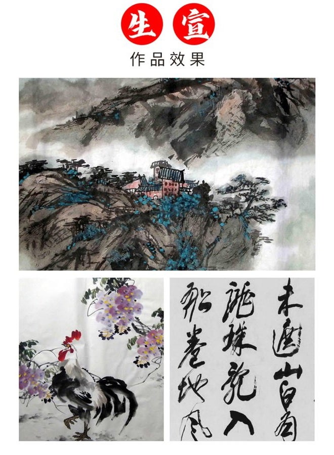 Megrez Roll Pack Xuan Paper Thicken Calligraphy Xuan Paper Sumi Paper for Practice Chinese Japanese - 35cm x 100m (13.8 in x 328 ft), Sheng (Raw) Xuan, White - Image 3