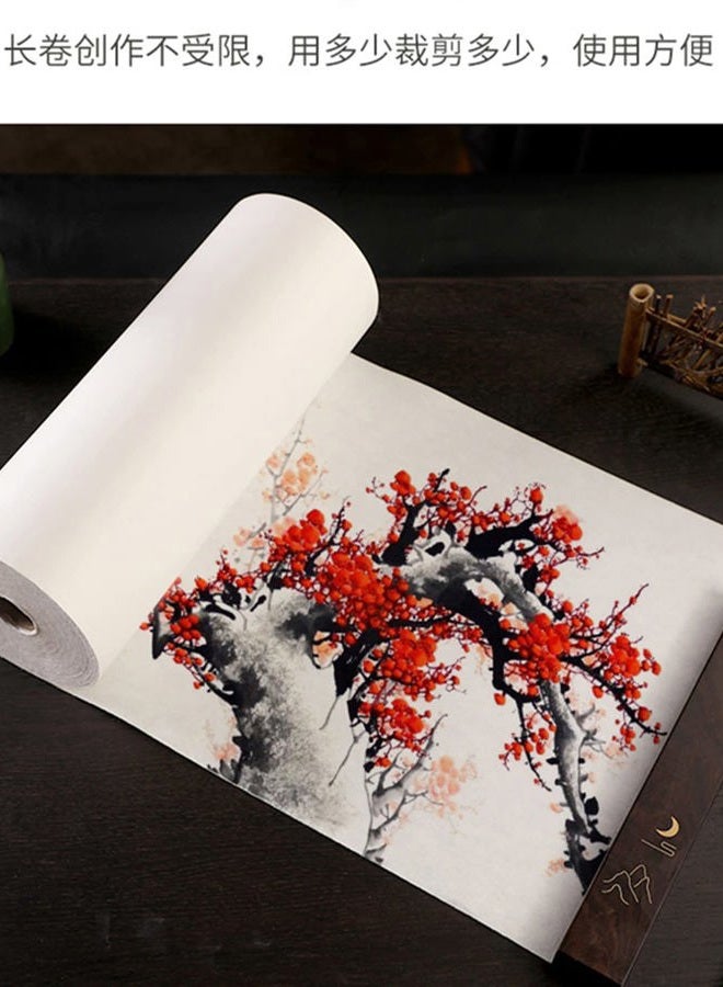 Megrez Roll Pack Xuan Paper Thicken Calligraphy Xuan Paper Sumi Paper for Practice Chinese Japanese - 35cm x 100m (13.8 in x 328 ft), Sheng (Raw) Xuan, White - Image 5