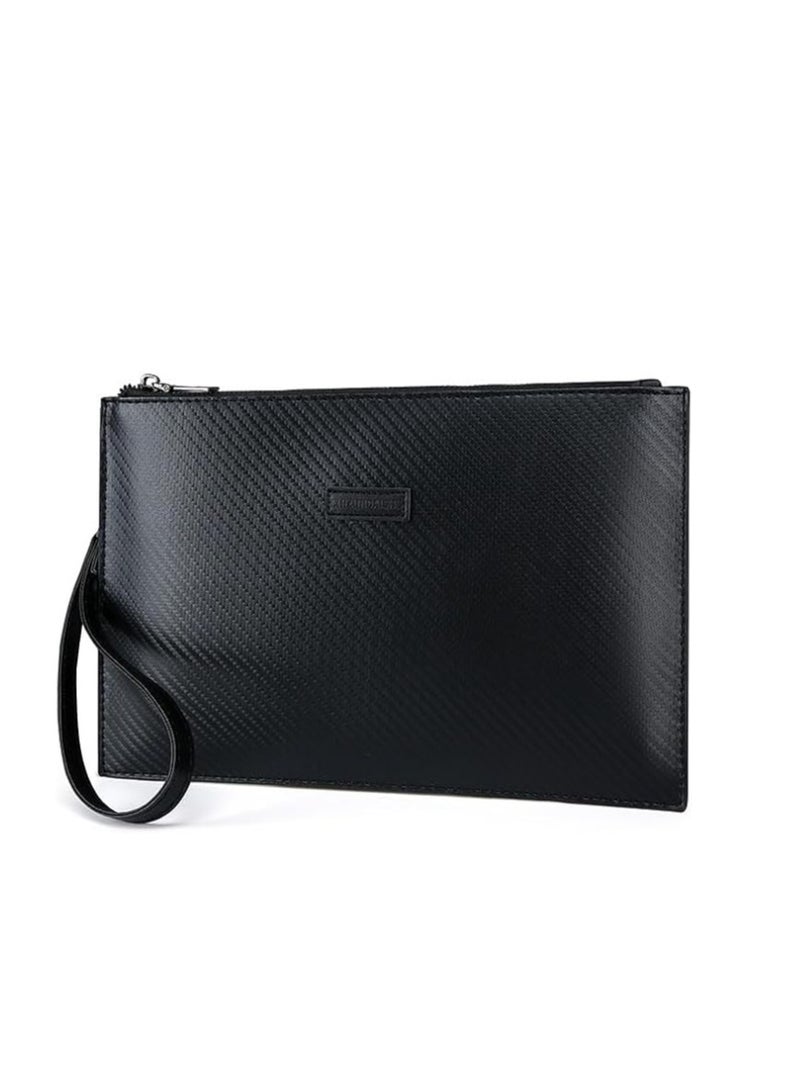 iCozzier Mens Clutch Purse Handbags Synthetic Leather Bags with Wrist Strap Zip Closure 7.9 Inch for Business Travel Work  - Image 1