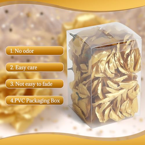 HAPY SHOP 30 Pack Gold Roses Artificial Flowers, 3 Inch Fake Silk Gold Roses Head, Gold Artificial Flowers Heads for Home Wedding Party Decoration - Image 4