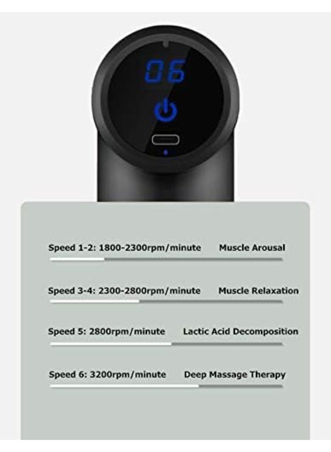 Handheld Deep Tissue Muscle Massager – Electric Percussion Gun with 6 Speeds, LCD Touch & 4 Heads – Ultra-Quiet for Home, Gym & Office Use - Image 3