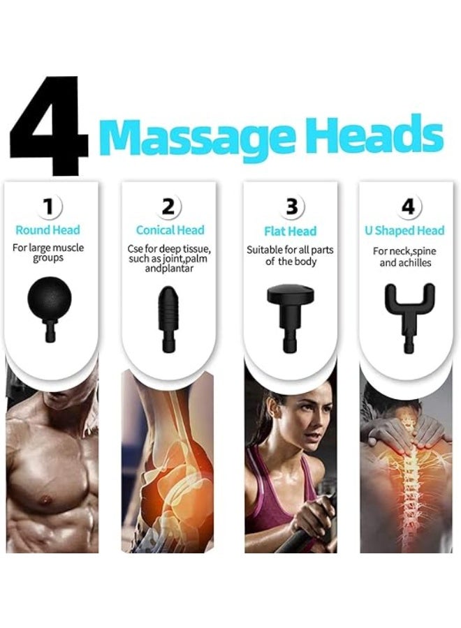 Handheld Deep Tissue Muscle Massager – Electric Percussion Gun with 6 Speeds, LCD Touch & 4 Heads – Ultra-Quiet for Home, Gym & Office Use - Image 4