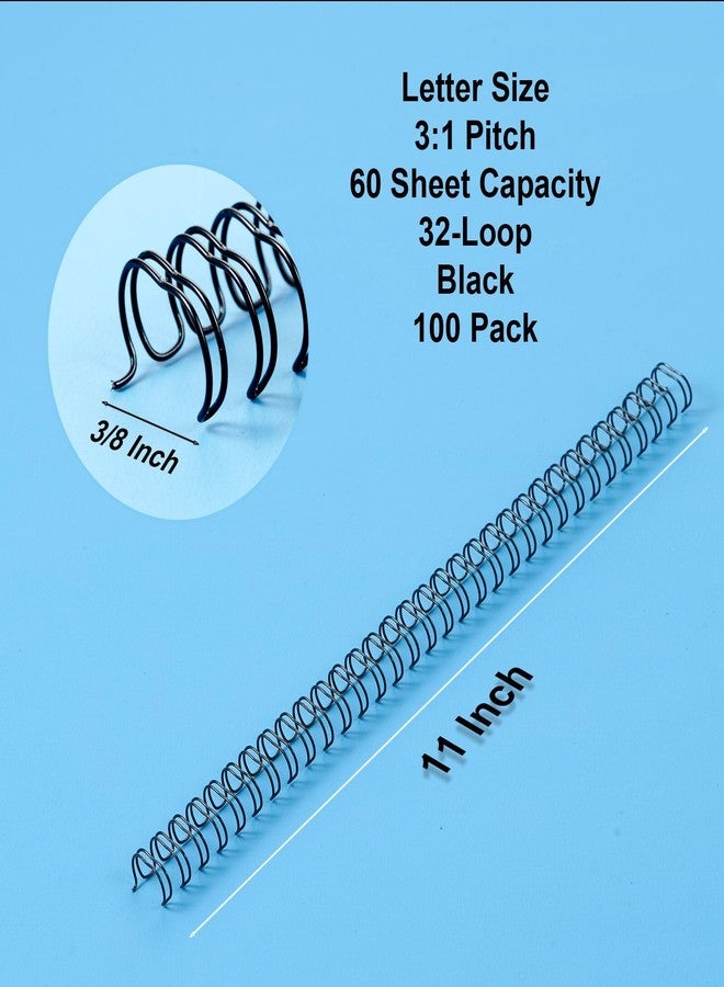 HOUYEE 100 Pack 3/8 Inch Double Loop Wire Binding Spines,60 Sheet Capacity, 3:1 Pitch Wire Binding for Letter Sized Paper,32 Holes,for Teacher Student Document Notebook Making,Black - Image 3