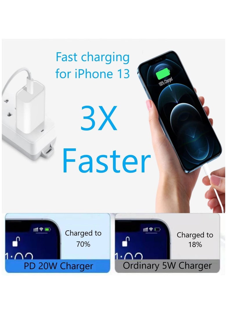 Generic - 20W USB C Power Adapter with USB Type C Cable Compatible for iPhone Charger 13, 12, 11, X Series and Later (Charger) - Image 1