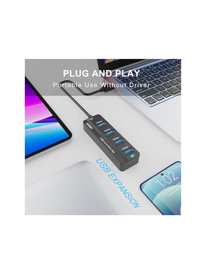 onten ONTEN 4 Port USB 3.0 HUB with 1M Cable for Laptop MacBook Surface Pro and More USB Devices  - Image 2