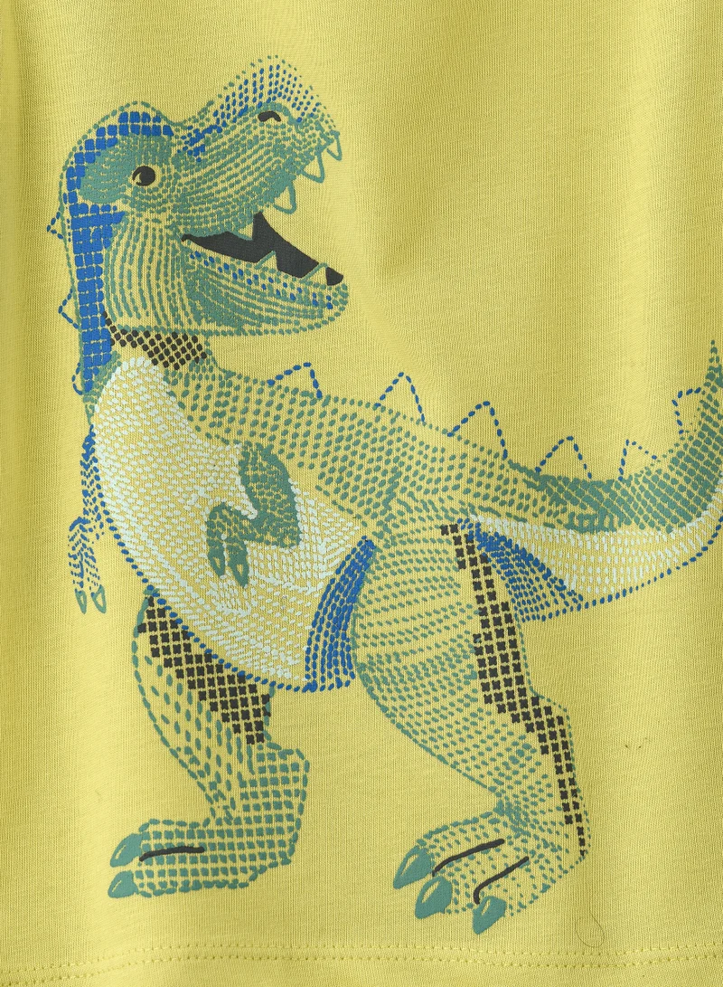 JAM Boys' Lime Green Dinosaur Graphic Cotton T-Shirt