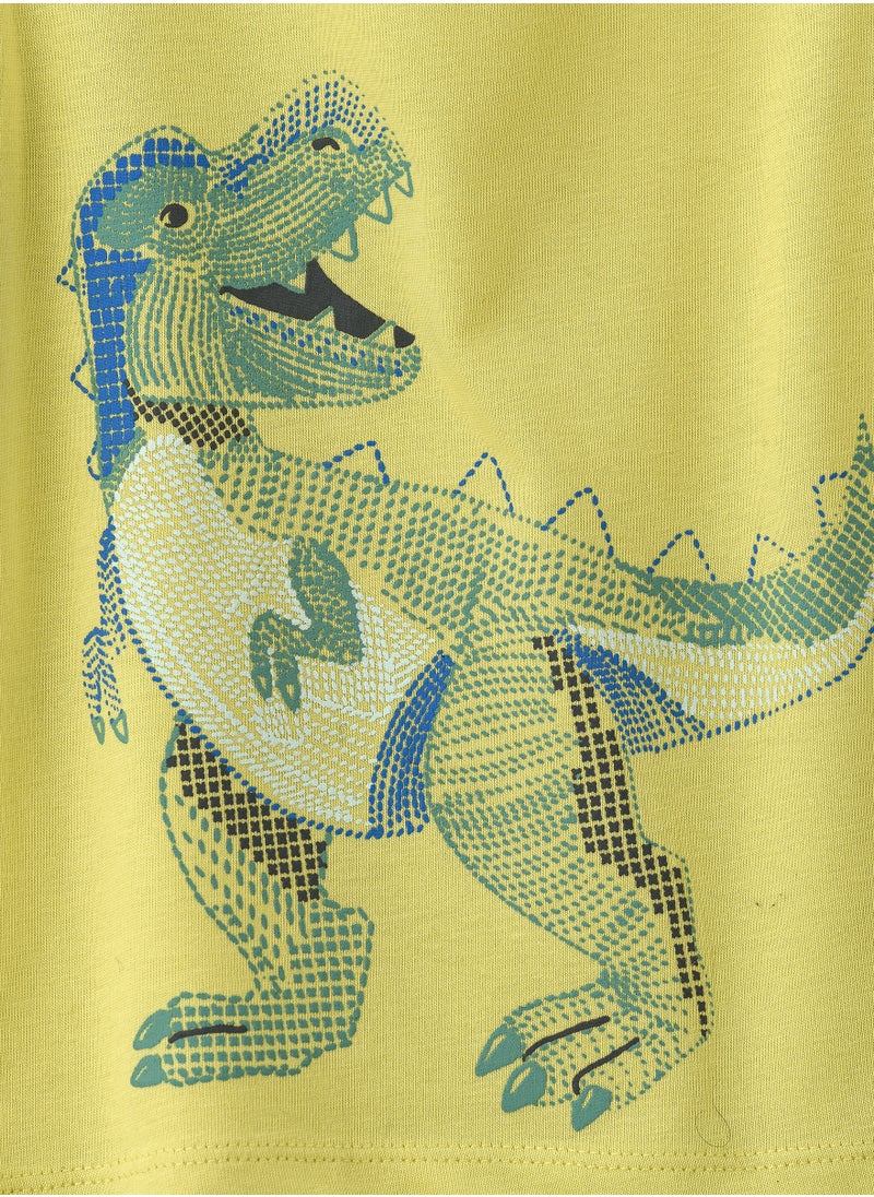 JAM Boys' Lime Green Dinosaur Graphic Cotton T-Shirt  - Image 3