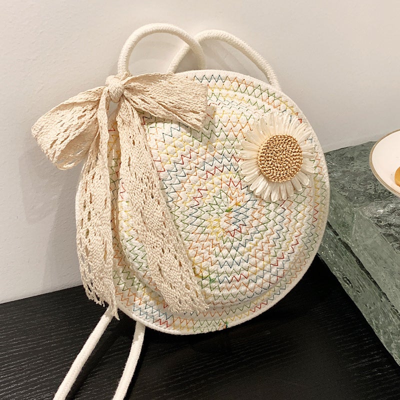 Women's Straw Woven Round Shoulder Bag - Image 4