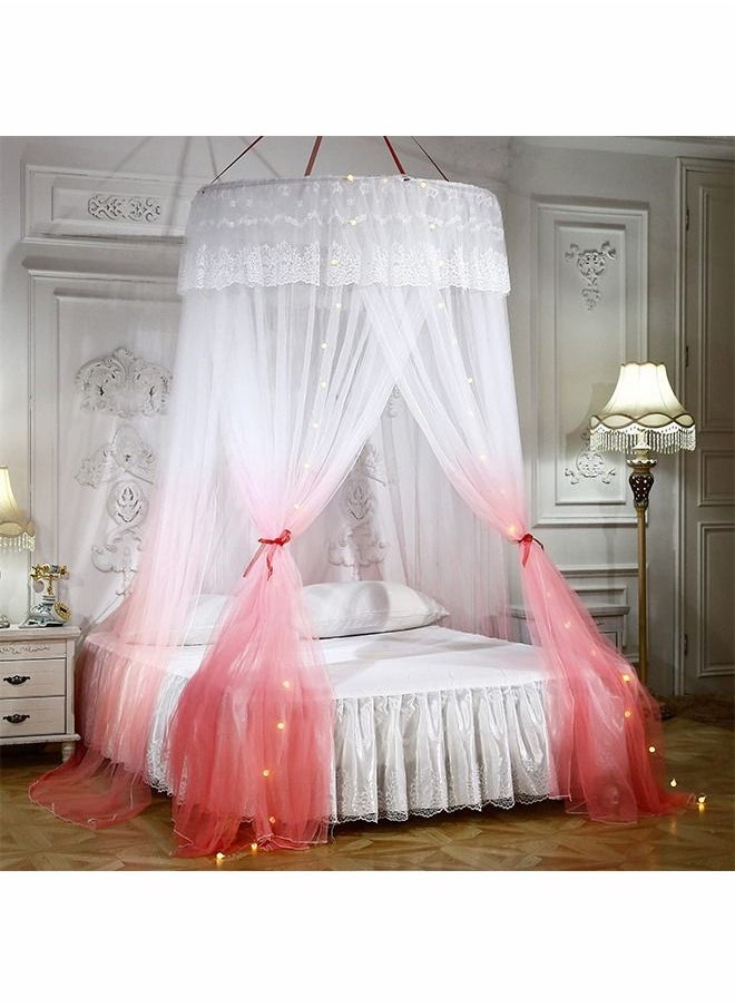 ZERIFAM - Sheer Mesh Dome Princess Bed Canopy with Stars String Lights - Image 1