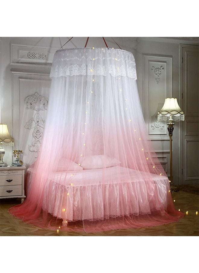 ZERIFAM - Sheer Mesh Dome Princess Bed Canopy with Stars String Lights - Image 1