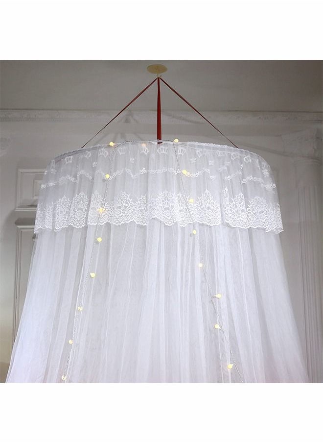 ZERIFAM - Sheer Mesh Dome Princess Bed Canopy with Stars String Lights - Image 1