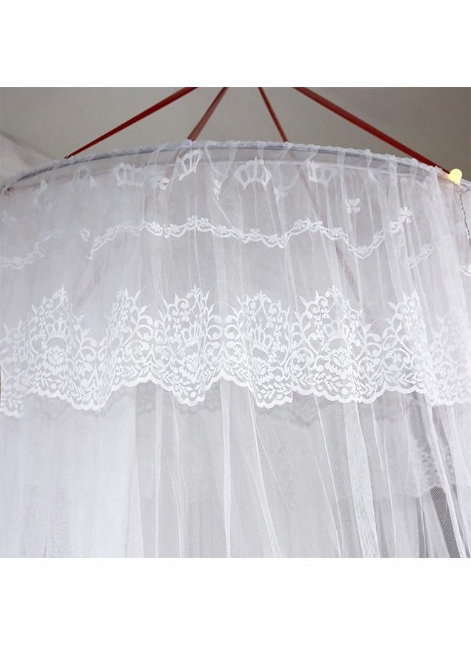 ZERIFAM - Sheer Mesh Dome Princess Bed Canopy with Stars String Lights - Image 1