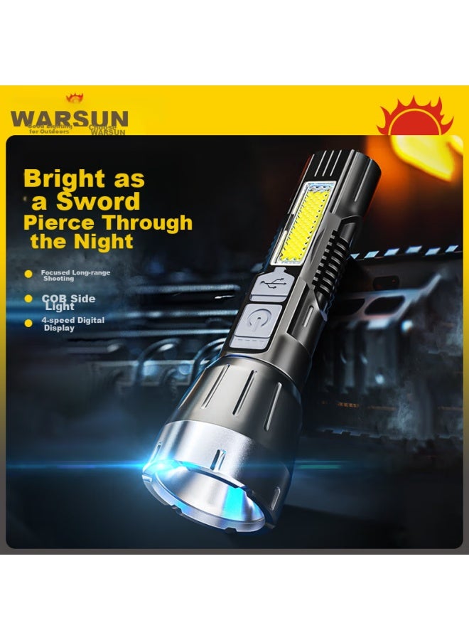 Warsun Warsun B350 Flashlight, High Brightness, Rechargeable, Long-range, Military-grade, Ultra-bright Searchlight, Outdoor Cycling, Home Emergency Light, Specialized  - Image 1