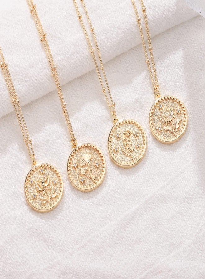GDCOIN 18K Gold Plated Layered Birth Flower Necklace for Women - Image 5
