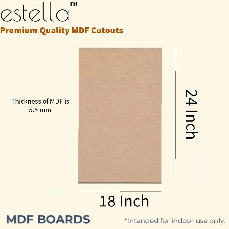 estella ® 18 x 24 Inches - 5.5 mm (2 Pieces) MDF Board - Rectangle MDF Boards for Lippan Art, Craft, Resin, Mandala, Painting, Wall Hanging Decoration (Approx 45 cm x 60 cm, 5.5 mm Thick, 2 Pieces) - Image 4
