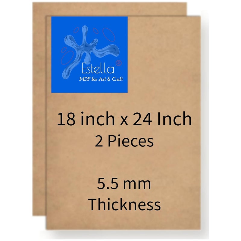 estella ® 18 x 24 Inches - 5.5 mm (2 Pieces) MDF Board - Rectangle MDF Boards for Lippan Art, Craft, Resin, Mandala, Painting, Wall Hanging Decoration (Approx 45 cm x 60 cm, 5.5 mm Thick, 2 Pieces) - Image 1