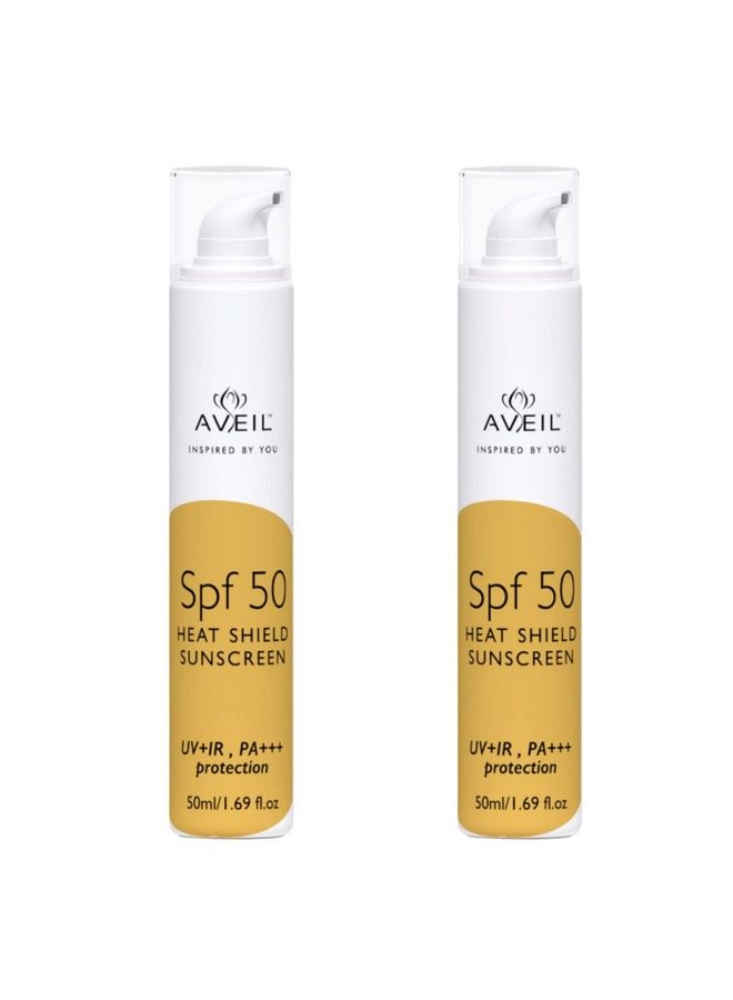 AVEIL Heat Shield Gel Sunscreen Spf 50 ; Normal Oily Or Acne Prone Skin ; Paraben & Paraffin Free ; Sun Protector With Uv+Ir & Pa+++ ; Dermatologically Tested For All Skin Types ; Pack Of 2 X 50 Ml - Image 2