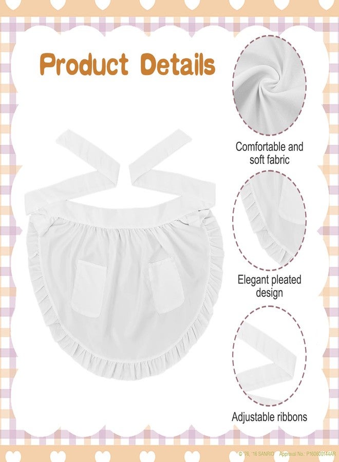 Grevosea Cosplay Waist Apron, White Aprons for Women with Pockets Cute Ruffle Maid Half Apron for Women Girls Party Cosplay Costumes Dress Accessory Kitchen Party Favors Cooking Gardening - Image 3