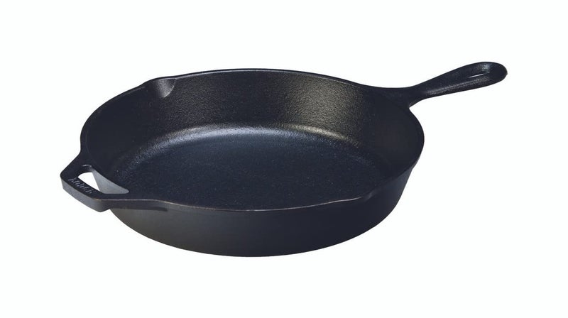 Lodge 12 Inch Cast Iron PreSeasoned Skillet Signature Teardrop Handle Use in the Oven on the Stove on the Grill or Over a Campfire Black