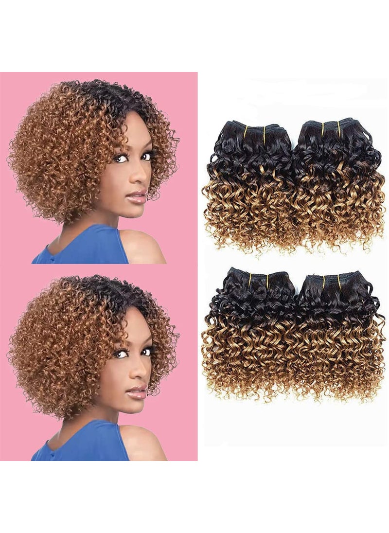 Jinhongze - Kinky Curly Bundles Human Hair Bundles 8 inches Curly Human hair 4 Bundles 1B30 Afro weave bundles Brazilian Virgin Human Hair 50 GramBundle 8 8 8 8 1B 30 - Image 1
