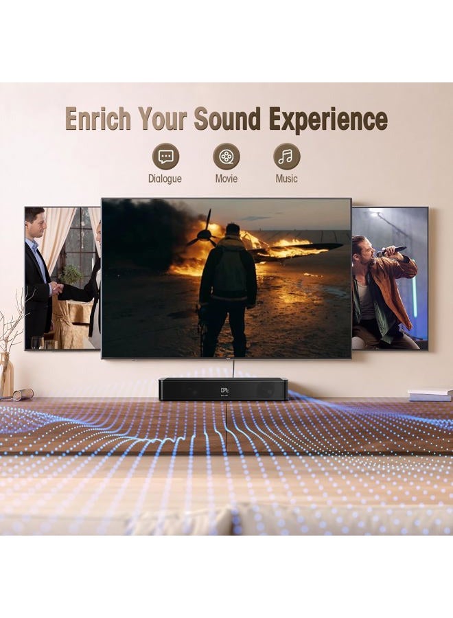 BESTISAN 2.1CH Sound Bar for TV, 16.5” Compact with Built-in Subwoofer, ARC/Opt/AUX/USB Input, Volume Boost, Bluetooth 5.3, Peak 100W, 3 EQ Modes, All-in-one Soundbar for PC/Gaming/Projectors - Image 4
