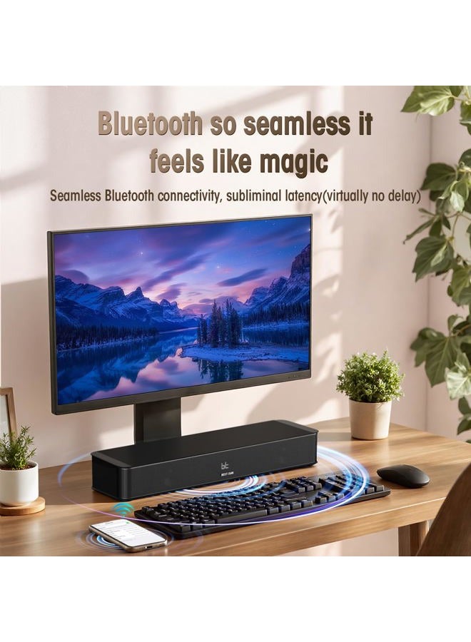 BESTISAN 2.1CH Sound Bar for TV, 16.5” Compact with Built-in Subwoofer, ARC/Opt/AUX/USB Input, Volume Boost, Bluetooth 5.3, Peak 100W, 3 EQ Modes, All-in-one Soundbar for PC/Gaming/Projectors - Image 5