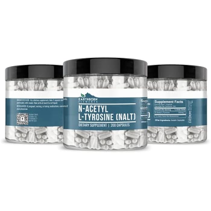 Earthborn Elements N-Acetyl L-Tyrosine (NALT) 200 Capsules, Pure & Undiluted, No Additives - Image 4